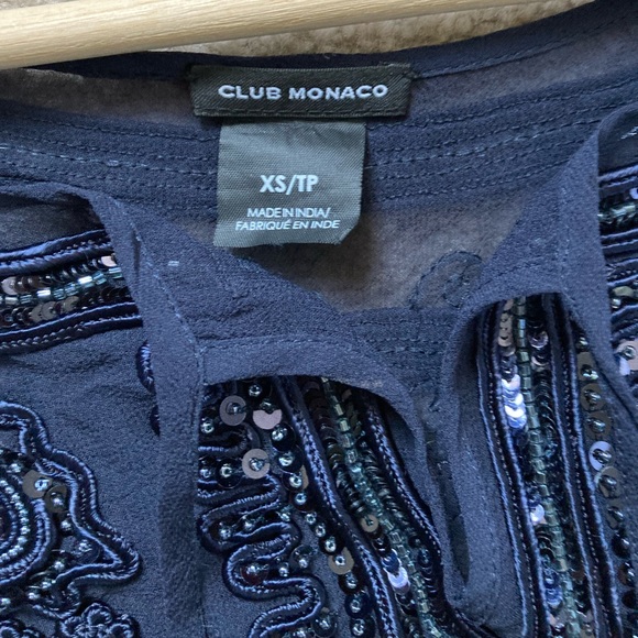 Club Monaco silk chiffon embroidered sequinned blouse, size XS - Picture 7 of 13